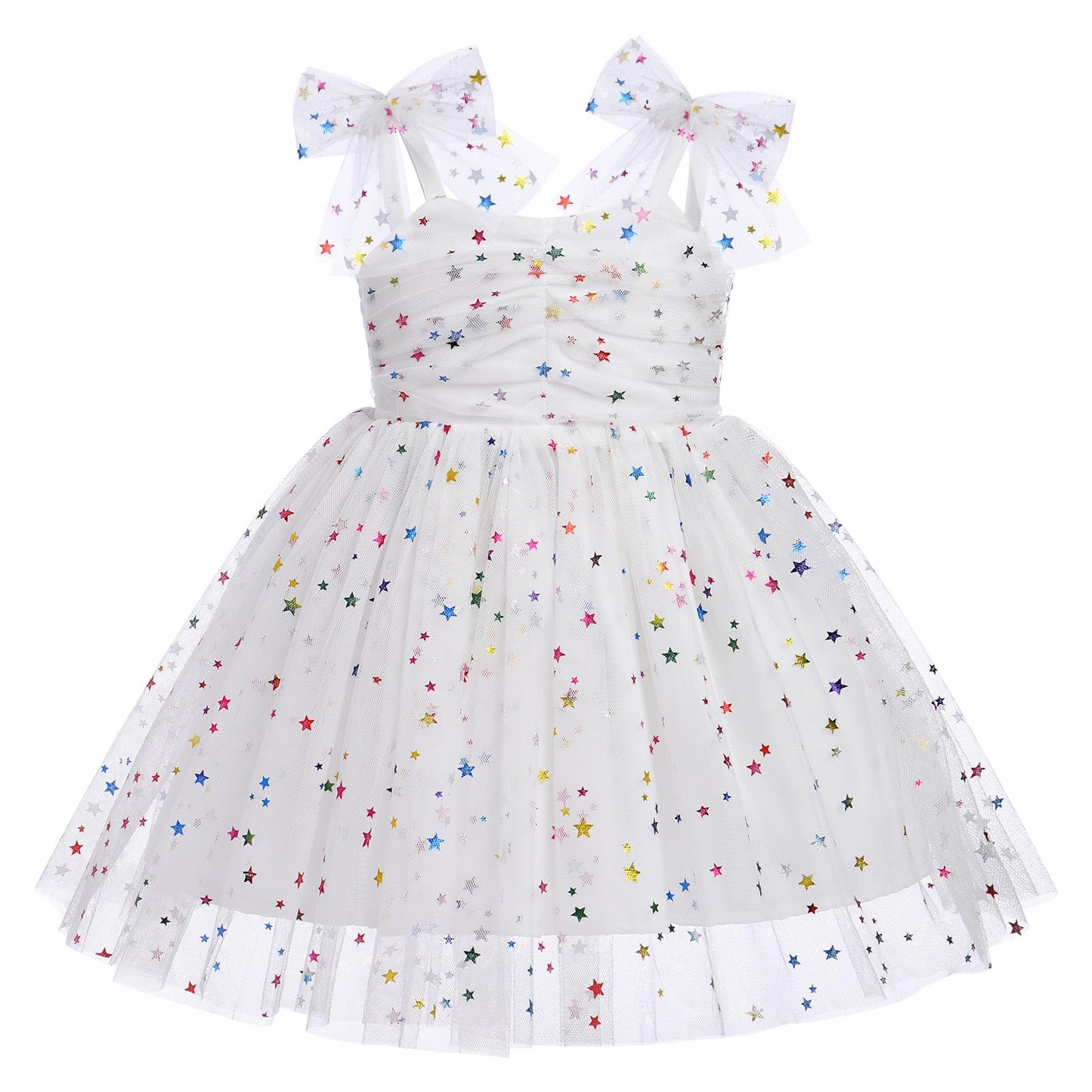 Idopip Baby Girls Sequin Star Tutu Dress Summer Sleeveless Backless Princess Birthday Party Dresses Toddler Girl First Communion