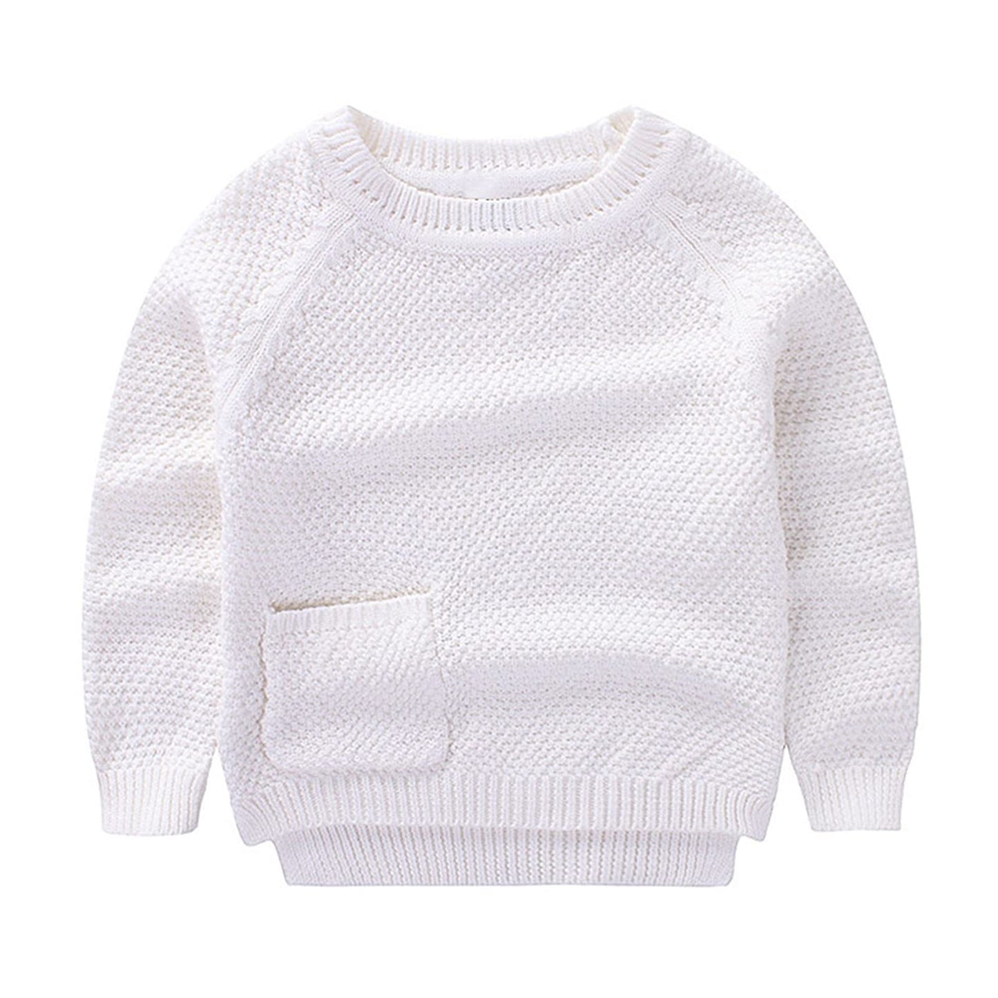 Peecabe Toddler Baby Girl Boy Cable Knit Sweater Cotton Infant Pullover Crewneck Long Sleeve Sweatshirt Fall Winter (2T, White)