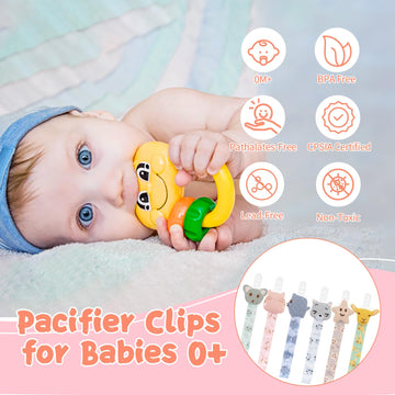 Babygoal Doll Pacifier Clips With Pacifier Case, 6 Pack Binky Paci Holder Clips And Leash For Boys And Girls Fits For Most Pacif