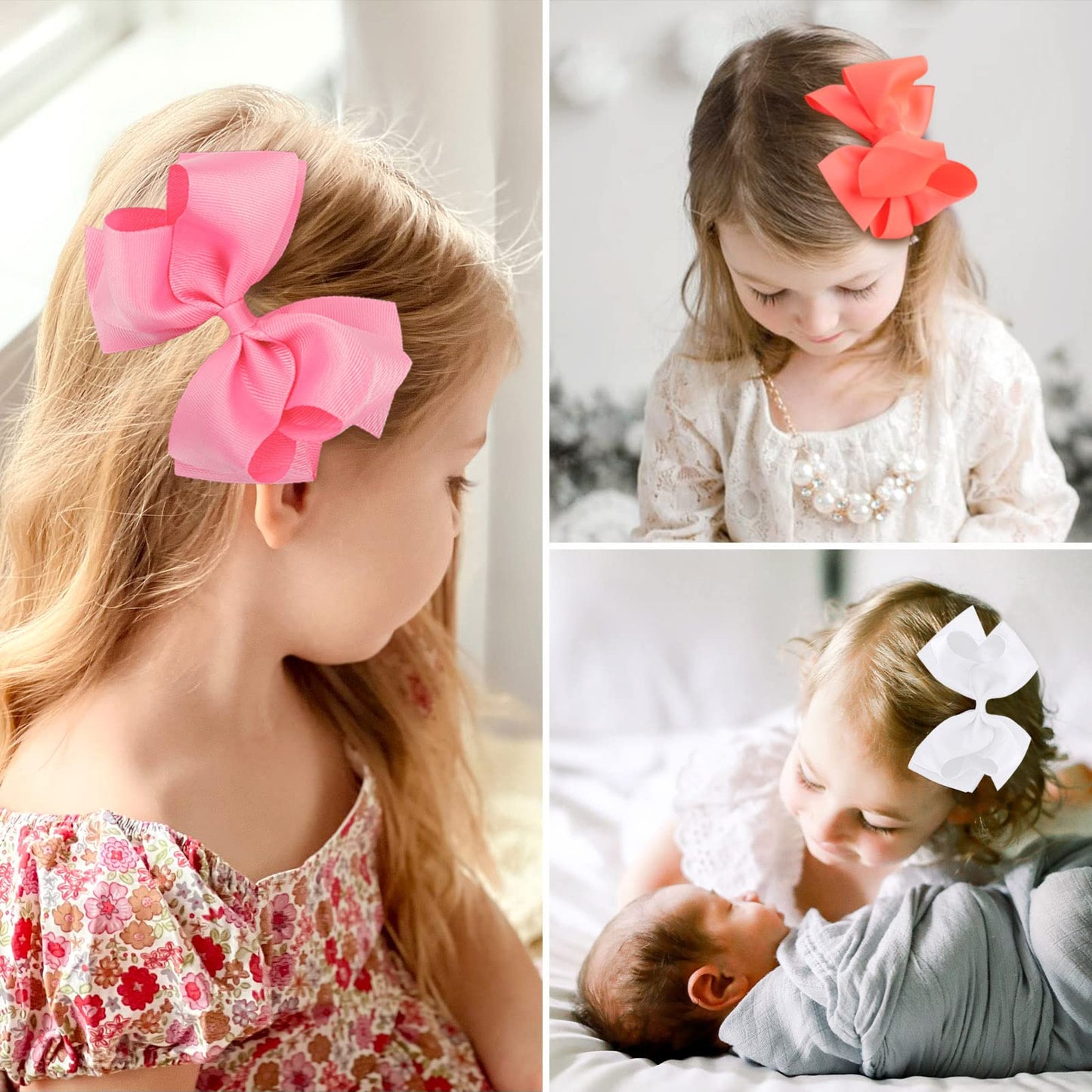 30Pcs 6 Inch Hair Bows For Girls, Oaoleer Grosgrain Ribbon Bows Alligator Clips Double-Deck Big Hairbows Hair Barrettes Hair Acc