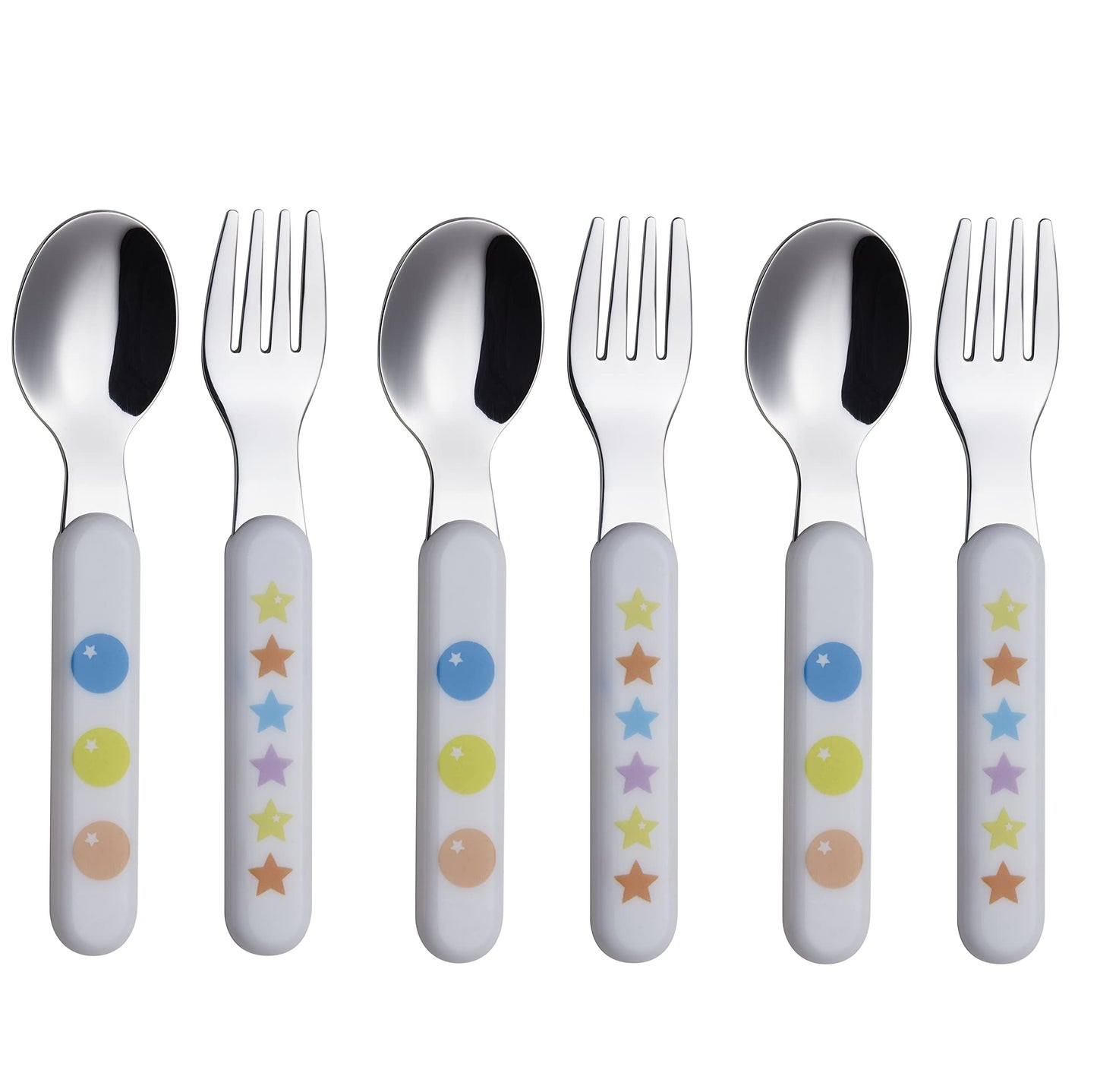Exzact Kids Flatware 6Pcs Stainless Steel 18/10 Toddler Utensils Flatware- 3 X Forks, 3 X Spoons- Bpa Free, Dishwasher Safe - 12