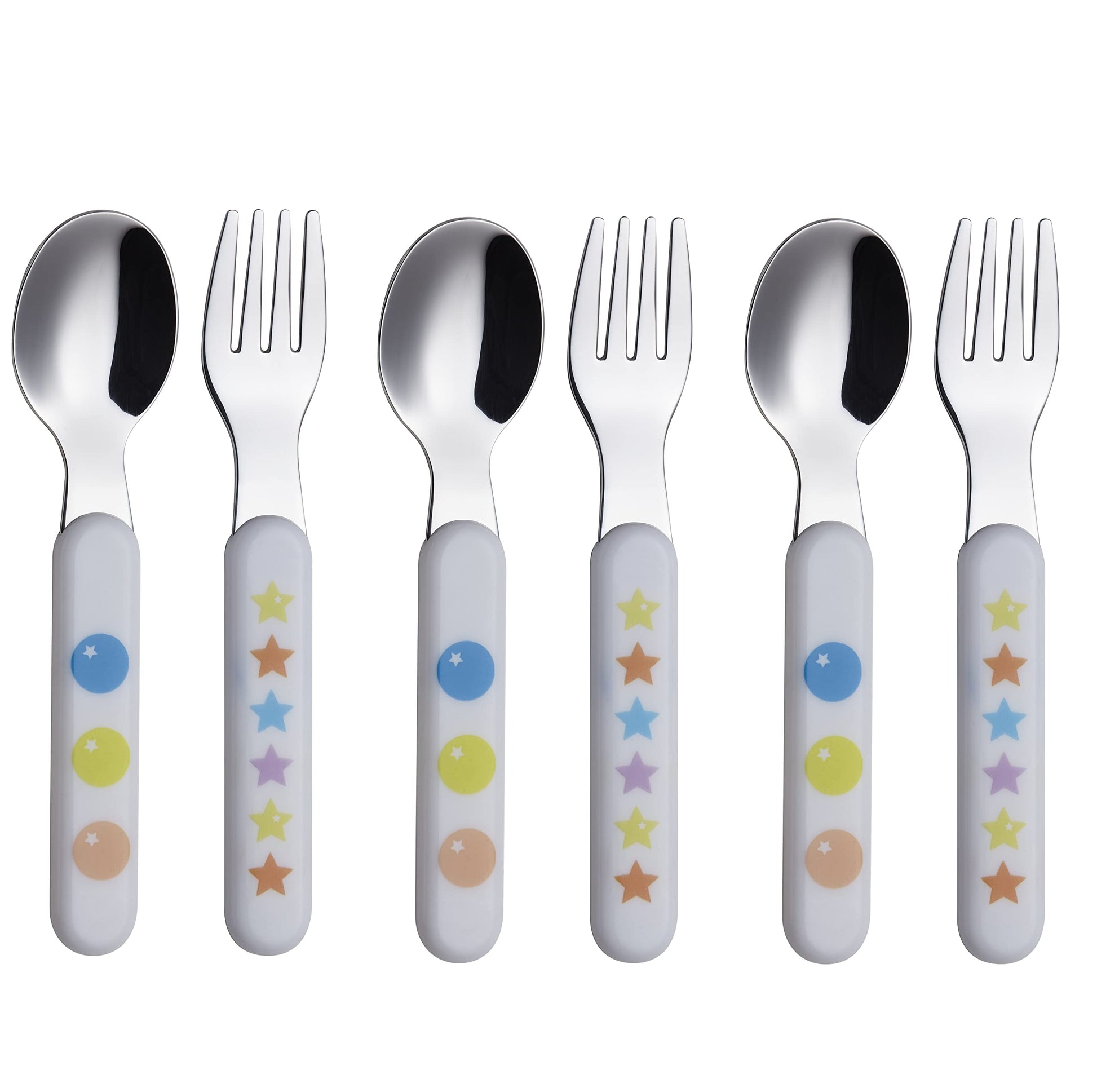 Exzact Kids Flatware 6Pcs Stainless Steel 18/10 Toddler Utensils Flatware- 3 X Forks, 3 X Spoons- Bpa Free, Dishwasher Safe - 12