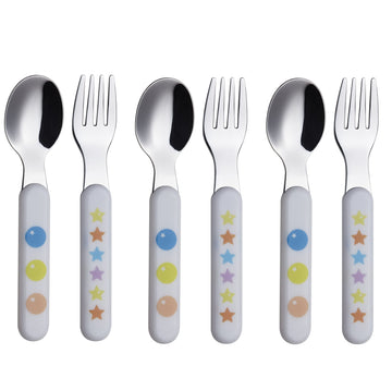 Exzact Kids Flatware 6Pcs Stainless Steel 18/10 Toddler Utensils Flatware- 3 X Forks, 3 X Spoons- Bpa Free, Dishwasher Safe - 12