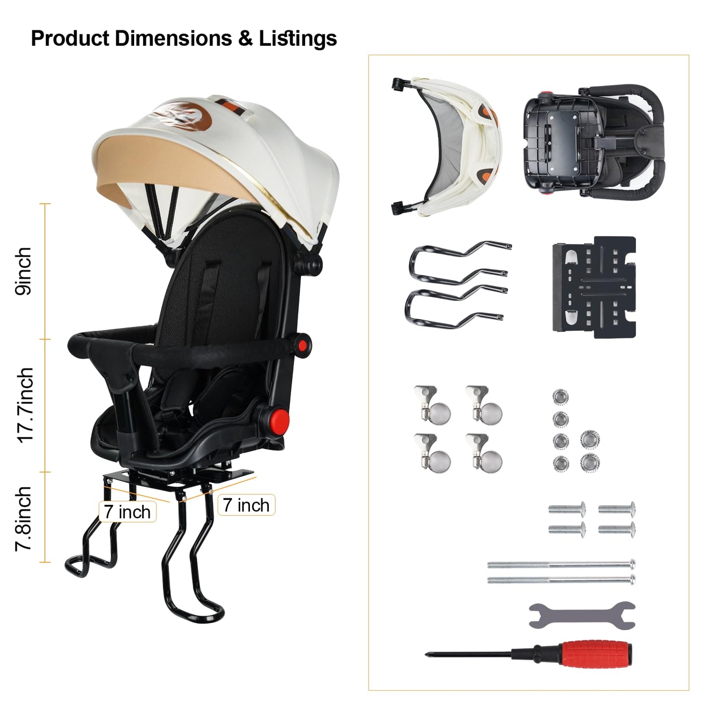 Xieeix Rear Child Bike Seat, With Rain Shelter Backrest Rear Bike Seat, Foldable Rear Mounted Child Bike Seat, 2025 New Comforta