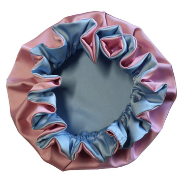 Akiss Reversible Satin Silk Sleep Hair Bonnet For Baby Infant Girl Boy (Taffy/Sky Blue. 3~6 M)