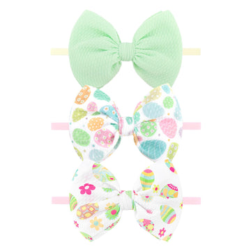 Yanjie Easter Headbands Cheer Bows Baby Girl Headbands Green Egg Carrots Printed Elastic Nylon Bunny Hairbands Baby Girls Hair A