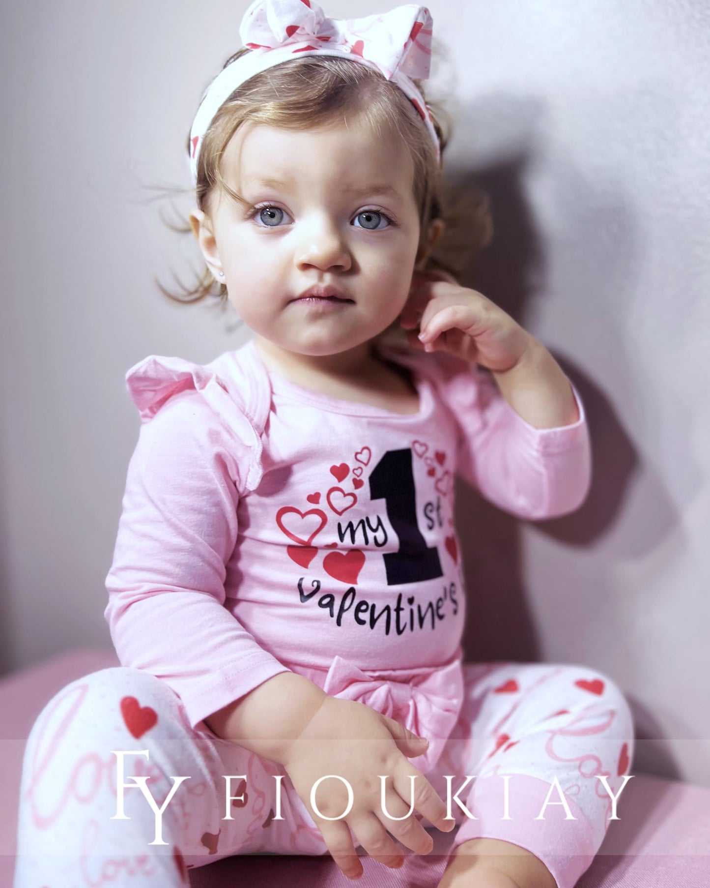 Fioukiay Newborn Baby Girl Valentine'S Day Clothes Infant Valentine'S Day Outfits Clothing Sets (Pink, Newborn)