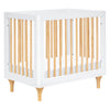 Babyletto Lolly 4-in-1 Convertible Mini Crib and Twin Bed with Toddler Bed Conversion Kit in White and Natural, Greenguard Gold 