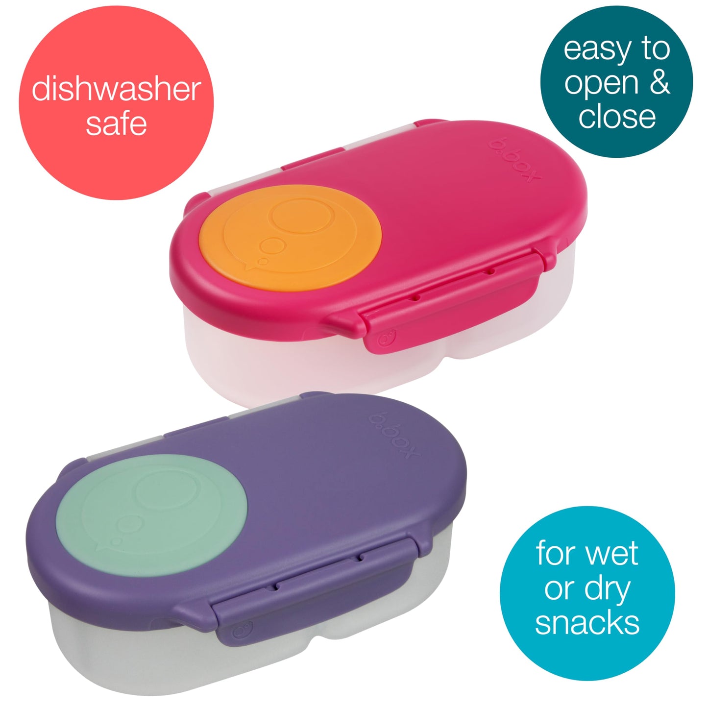 B.Box Snack Box (2-Pack) For Kids & Toddlers: 2 Compartment Snack Containers, Mini Bento Box, Lunch Box. Leak Proof, Bpa Free, D