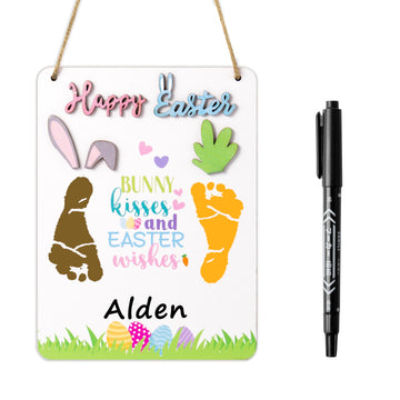 R Horse Baby? First Easter Diy Footprint Wooden Hanging Sign With Marker Pen, 3D Bunny Carrot Footprint Art Craft Diy Kit, Newbo
