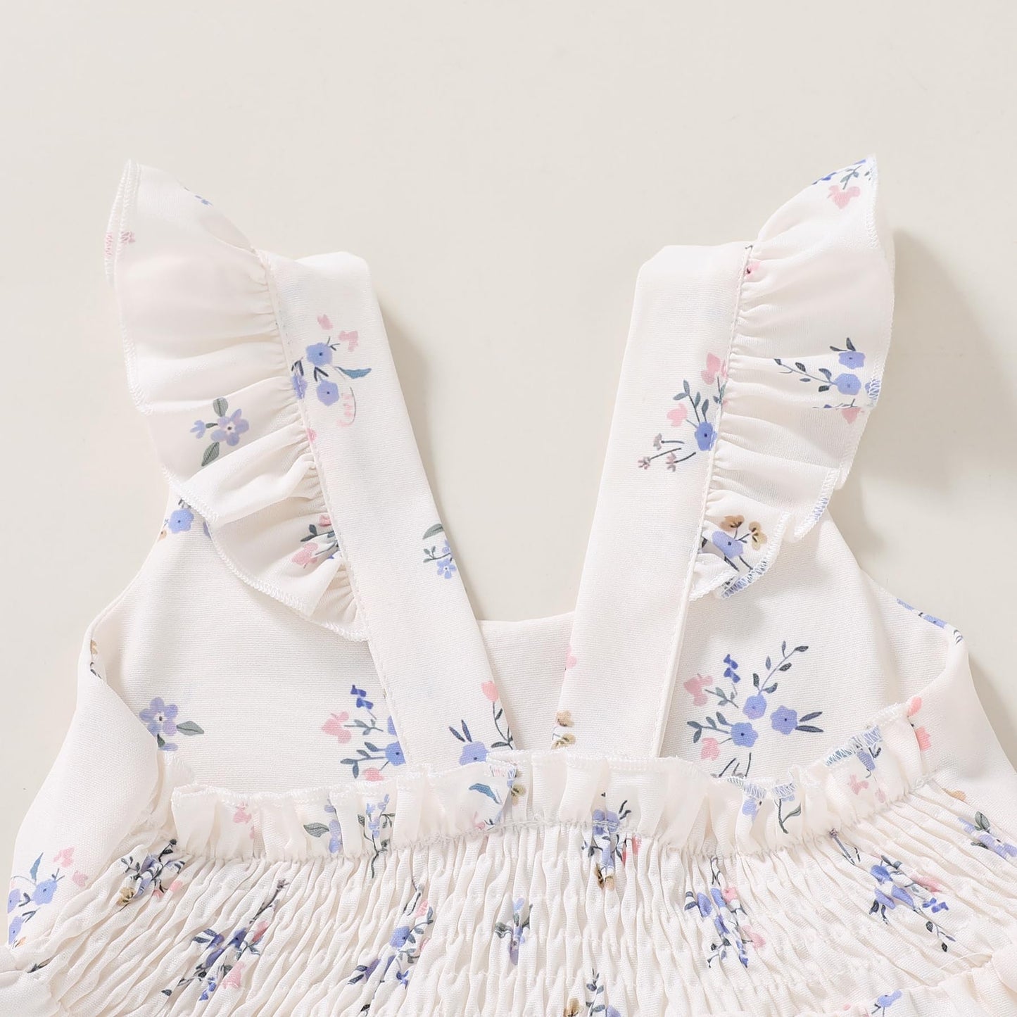 Younger Tree Toddler Baby Girl Dress Summer Outfits Flutter Sleeve Smocked Dress Kids Causal Boho Dresses Clothes (4-5T, Blue Fl