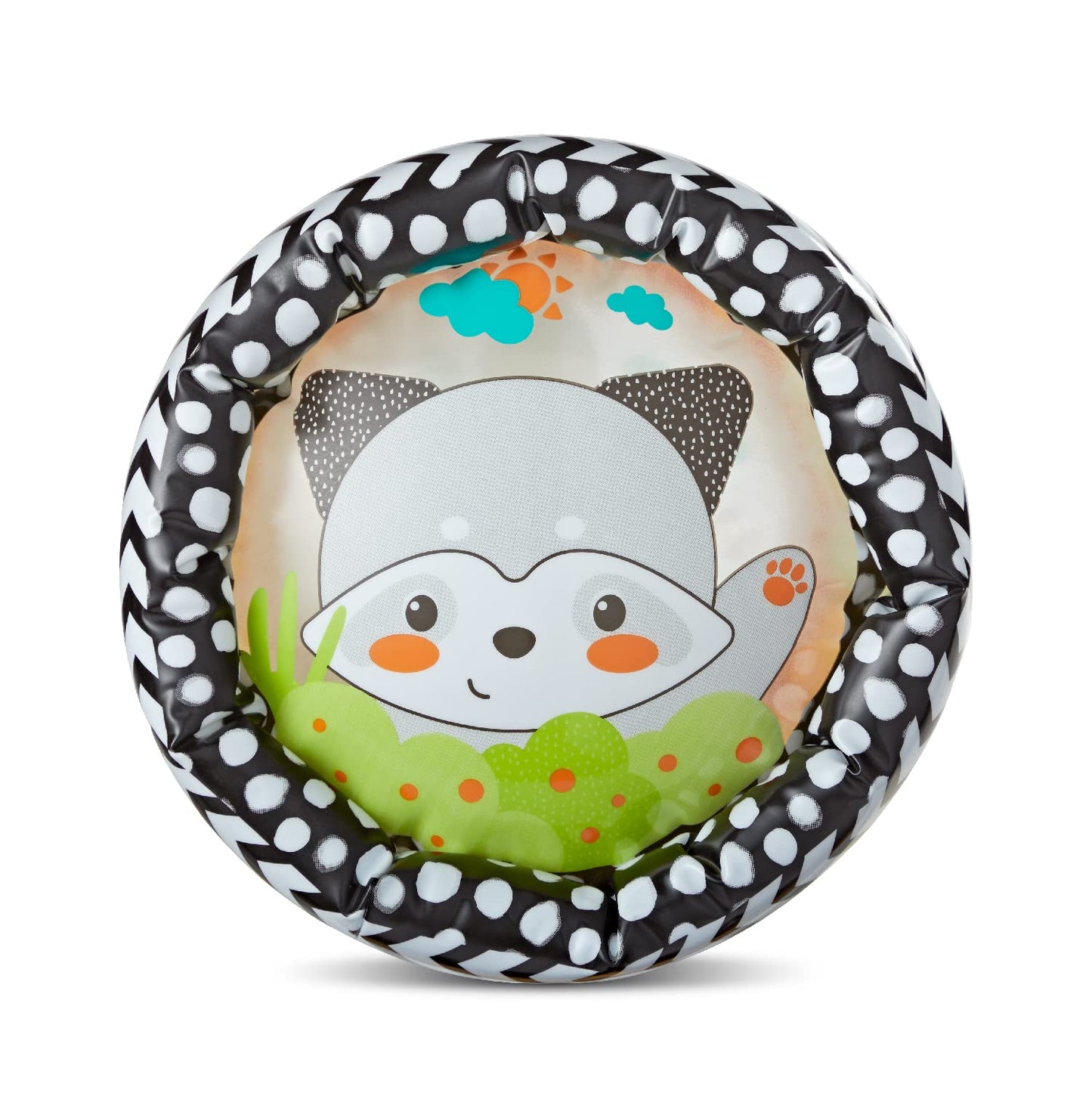 Infantino Jungle Peek & Roll - Encourages Crawling, Inflatable Activity Toy with Bouncing Balls Inside, Fun & Friendly Animal Ch