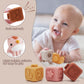 Nueplay 7 Pcs Soft Building Blocks, Sensory Stacking Squeeze Toys with Horse Figure, Newborn Essentials for 6 12 18 Months Baby