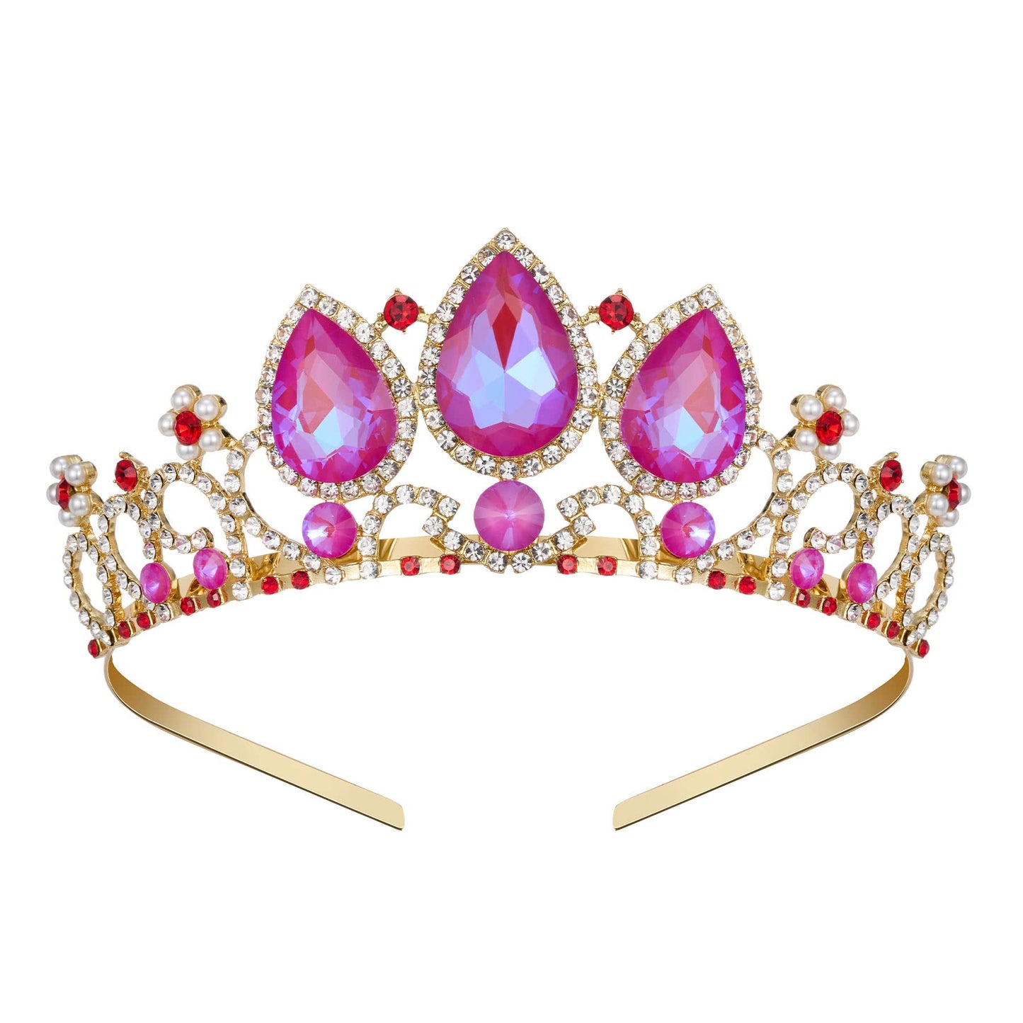 Sweetv Aurora Tiara For Girls, Sleeping Beauty Princess Crown, Pink Crystal Tiaras Headband For Kids Cosplay Birthday Dress Up H