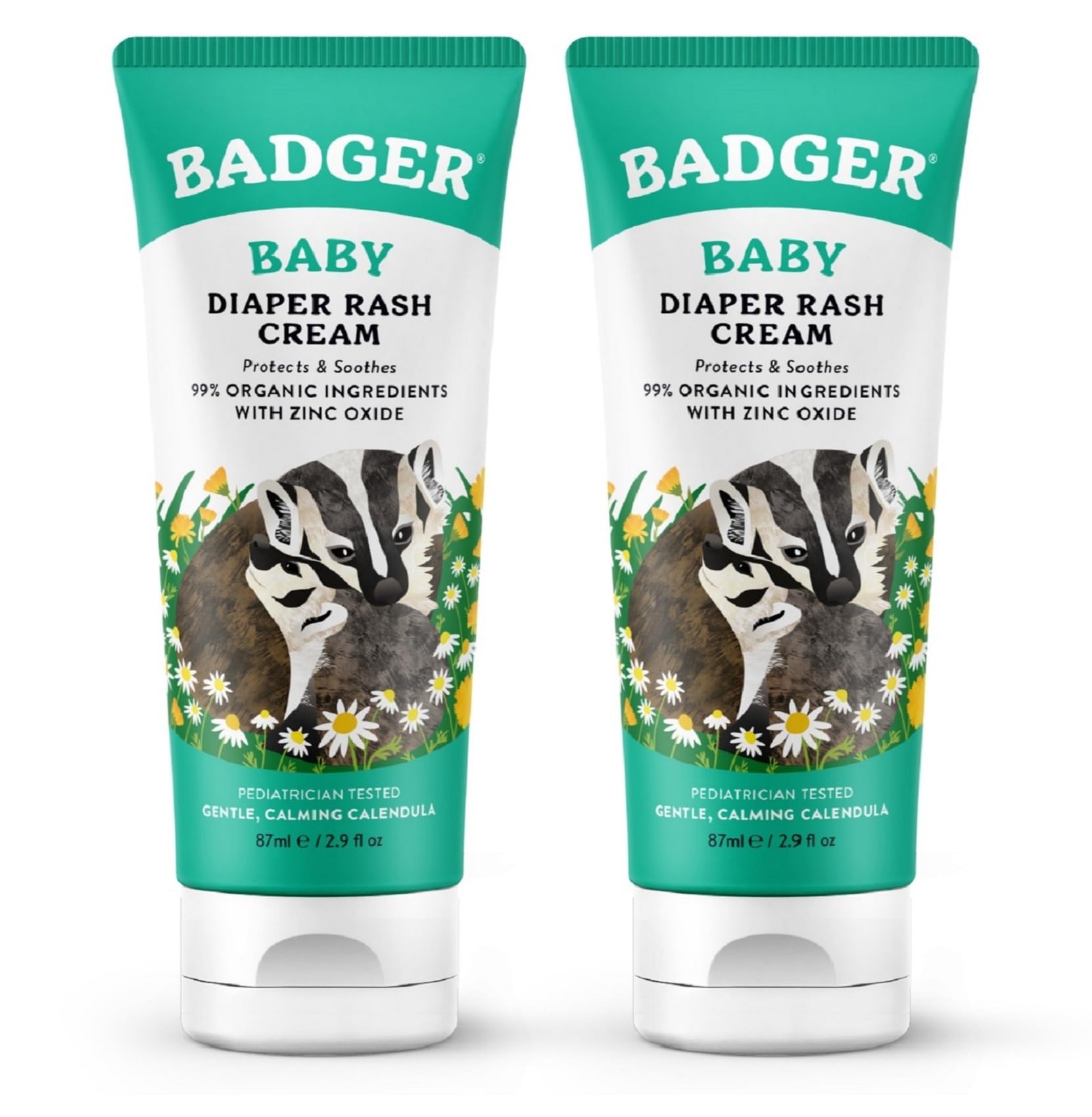 Badger Diaper Cream, 99% Organic Diaper Rash Cream For Baby, Zinc Oxide Ointment W/Soothing Calendula Cream For Sensitive Baby S