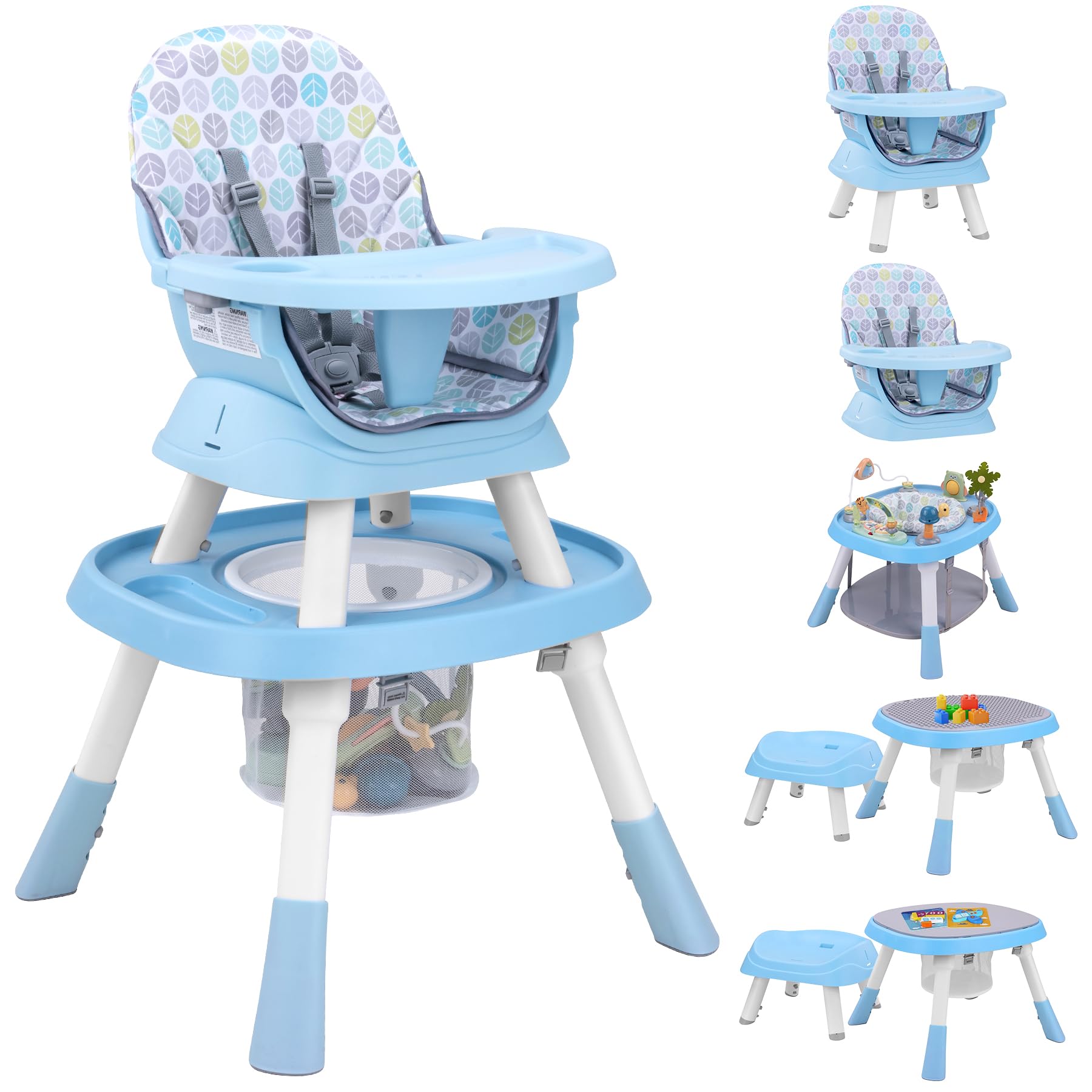 Baby High Chair with Activity Play Center,8-in-1 Convertible High Chairs for Babies and Toddlers with Baby Toys,Table and Chair 