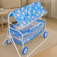 Avani Metrobuzz Metal Baby Cradle With Swing And Mosquito Net, Four Wheels For 013 Months Baby Boys And Girls (Blue)