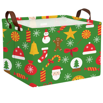 ASKETAM Empty Large Christmas Basket for Gifts Women Collapsible Storage Bin Kids Toy Box Holiday D  cor (Snowflake Green)