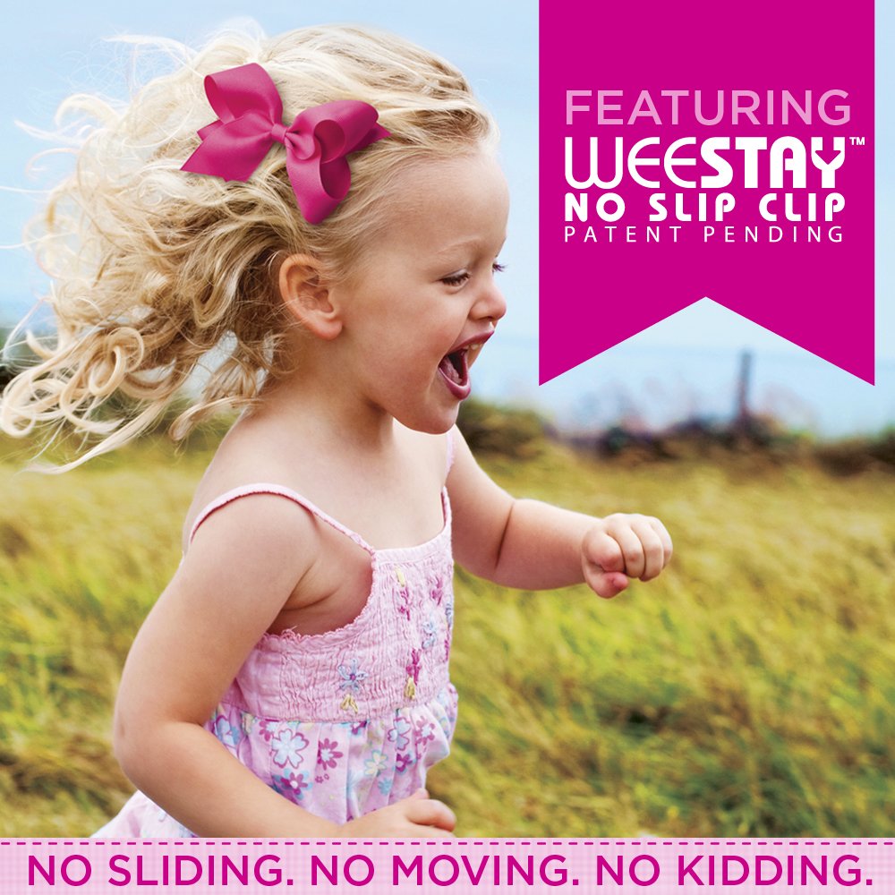 Wee Ones Girls' Classic Grosgrain Hair Bow With Plain Wrap Center On A Weestay Hair Clip, Handmade, Tiny Sized Bow, White