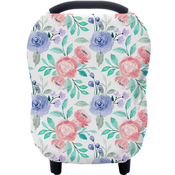 Carseat Cover For Boys And Girls - Multi-Use Nursing Canopy For Breastfeeding, Stroller, High Chair Cover (Rose)