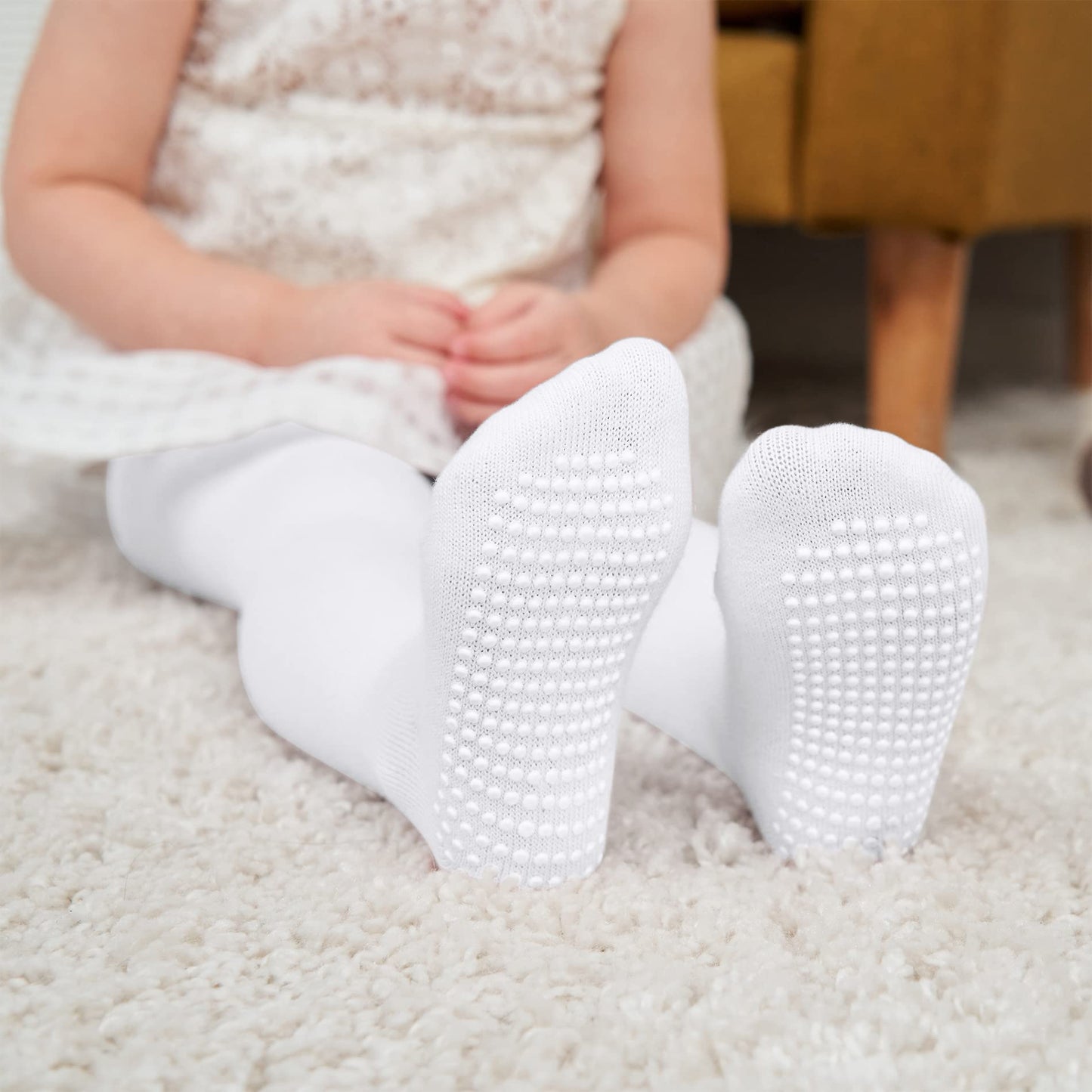 American Trends Baby Tights Non Slip Skid Baby Girl Tight Cable Knit Infant Leggings Toddler Stocking Pants 1 Pack White 6-12 Mo