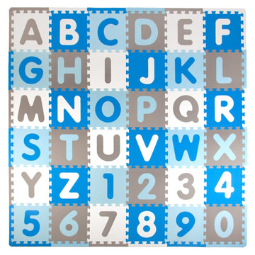Tadpoles Foam Playmats for Kids, 36 Interlocking Tiles Teach the ABCs and Numbers 0-9, Total Floor Coverage 74    x 74    (36 Sq