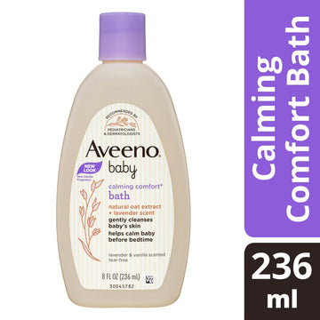 Aveeno Baby Calming Comfort Bath With Relaxing Lavender & Vanilla Scents, Hypoallergenic & Tear-Free Formula, Paraben- & Phthala