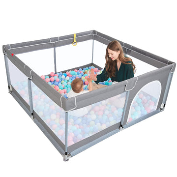 Todale Baby Playpen 50     50    Gray Playpen For Babies And Toddlers, Safe & Sturdy, Small Baby Play Yard With Anti-Slip Base &