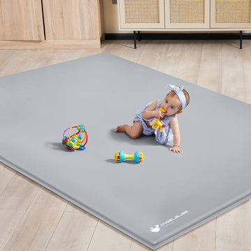 ANGELBLISS Baby Playpen Mat, 79x 63x 1.18 Self-Inflating Play Mat for Babies and Toddlers, Roll Up & Waterproof Foam Crawling Ma