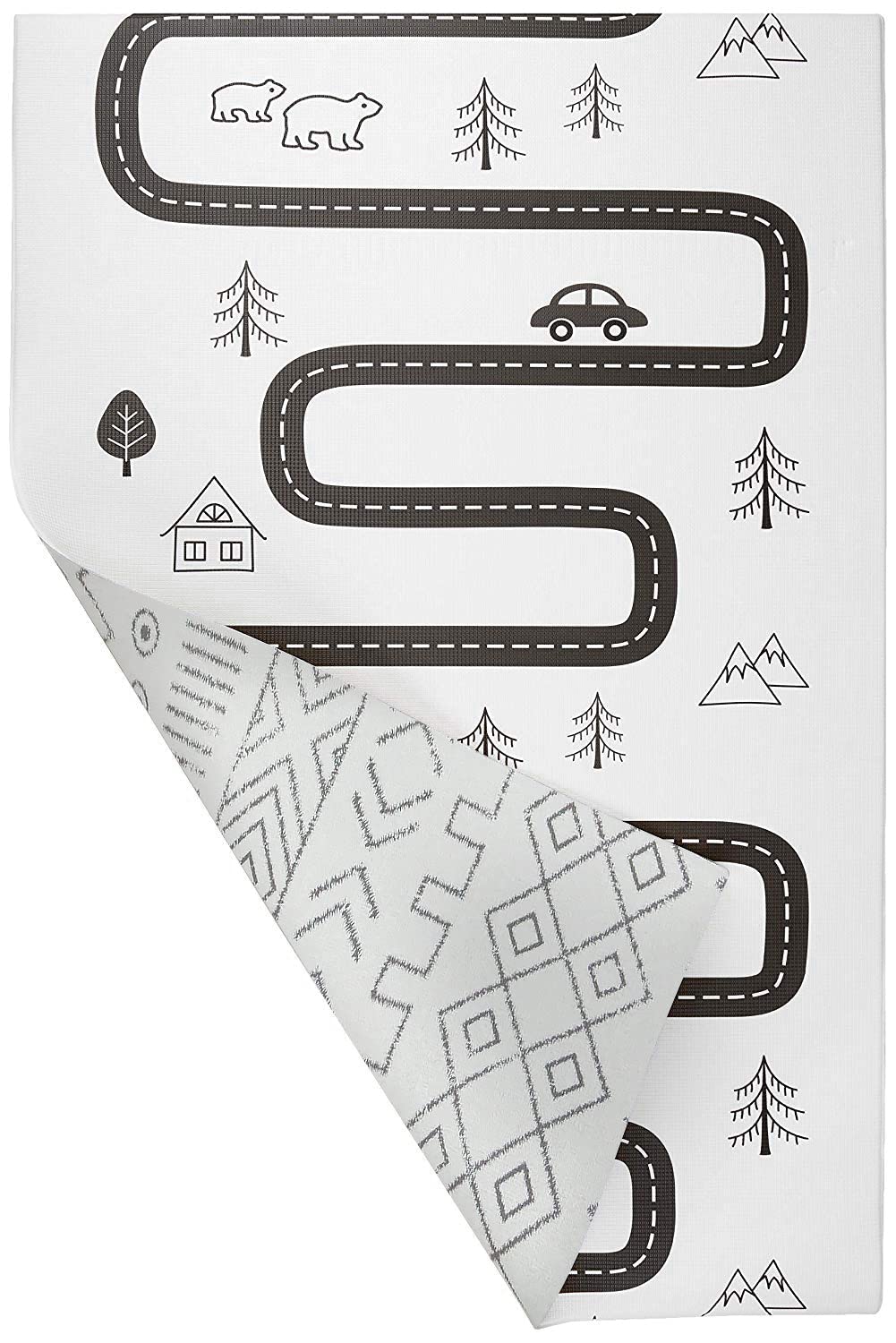 Baby Care Play Mat (Medium, Nordic Trails - Tribal) 73 x 49 Original One-Piece Reversible Rollable Waterproof Firm PVC Play Mat 
