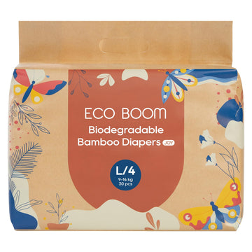 Eco Boom Size 4 Diapers, Bamboo Viscose Diapers, Sustainable, Paper Packaging