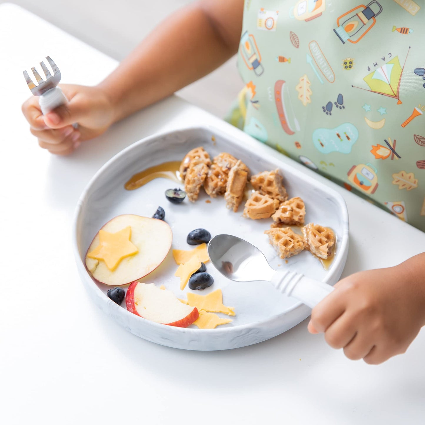 Bumkins Toddler and Baby Suction Plate, Silicone Grip Dish for Babies and Kids, Baby Led Weaning, Children Feeding Supplies, Non