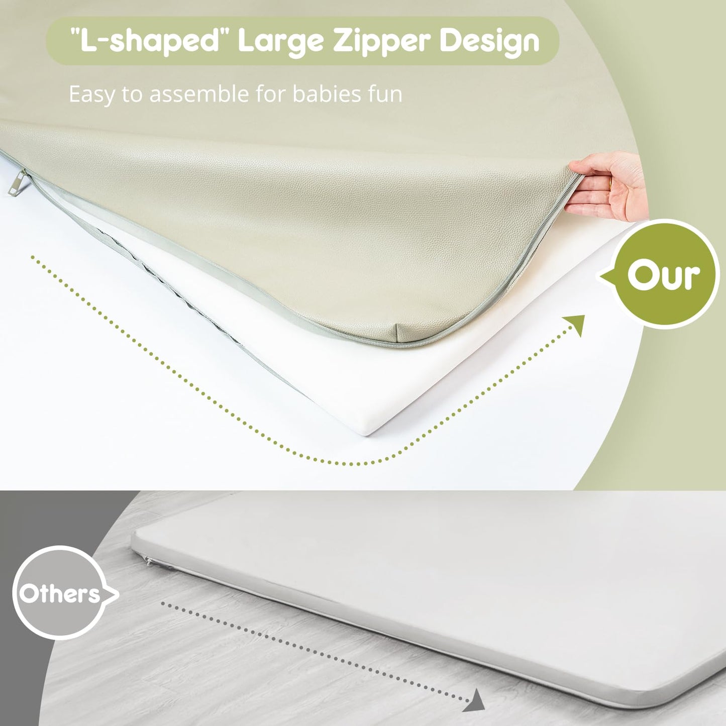 Piikago Padded Baby Play Mat, Super Soft Vegan Leather Baby Floor Play Mat, 48X48 Non-Slip Thick Foam Cushioned Play Mat For Bab