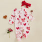 Ayalinggo Valentines Baby Girl Outfit Bowknot Heart Footie Romper Long Sleeve Onesie Newborn Valentines Day Clothes (Valentines