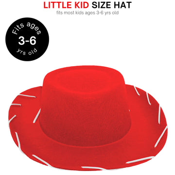 4E'S Novelty Child Red Cowgirl Hat For Toddlers & Kids 3-6, For Halloween Jessie Inspired Costume, Felt Cowboy Hat Child Size Fo