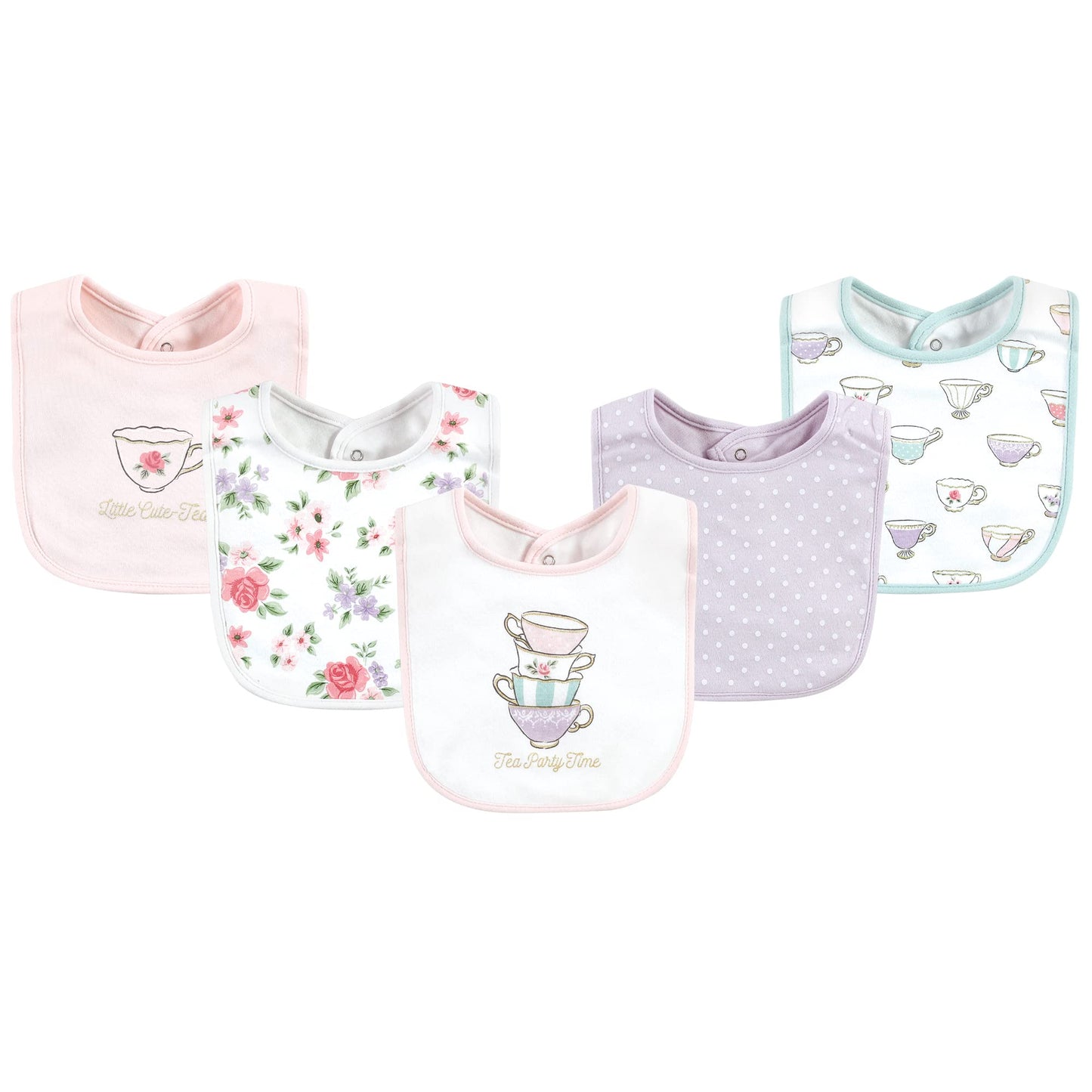 Hudson Baby Unisex Baby Cotton Bibs, Tea Party, One Size