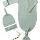 Newborn Baby Knotted Gown, Super Soft Silky Infant Sleeper, Baby Girl Sleep Gown With Mittens, Bow, Clip And Hat Set
