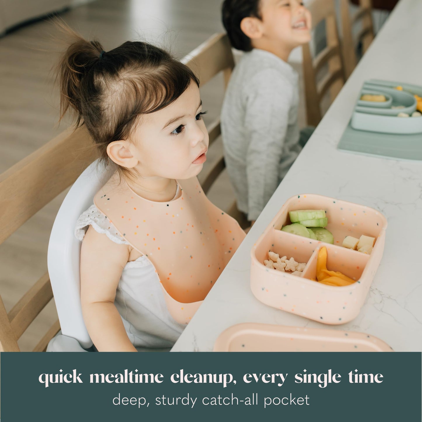 Ava + Oliver Waterproof Silicone Bib Set With Adjustable Neck Closure - Durable Silicone Bibs For Babies - Set Of 2 (Coconut Con