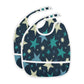 MCHIVER Star Navy Blue Baby Bibs for Babies Boys Girls Waterproof Feeding Bib Apron with Food Cather Adjustable Cotton Food Eati