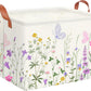 CLOCOR Rectangular Storage Basket Empty,Gift Basket,Waterproof Storage Bin with Handles,Room Decor(Flower)