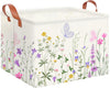 CLOCOR Rectangular Storage Basket Empty,Gift Basket,Waterproof Storage Bin with Handles,Room Decor(Flower)