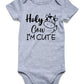 Unicomidea 3-6 Months Boys Bodysuit Funny Letter Print Outfit Holy Cow I'M Cute Baby Clothes Size 6M Romper Bodysuit