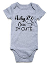 Unicomidea 3-6 Months Boys Bodysuit Funny Letter Print Outfit Holy Cow I'M Cute Baby Clothes Size 6M Romper Bodysuit