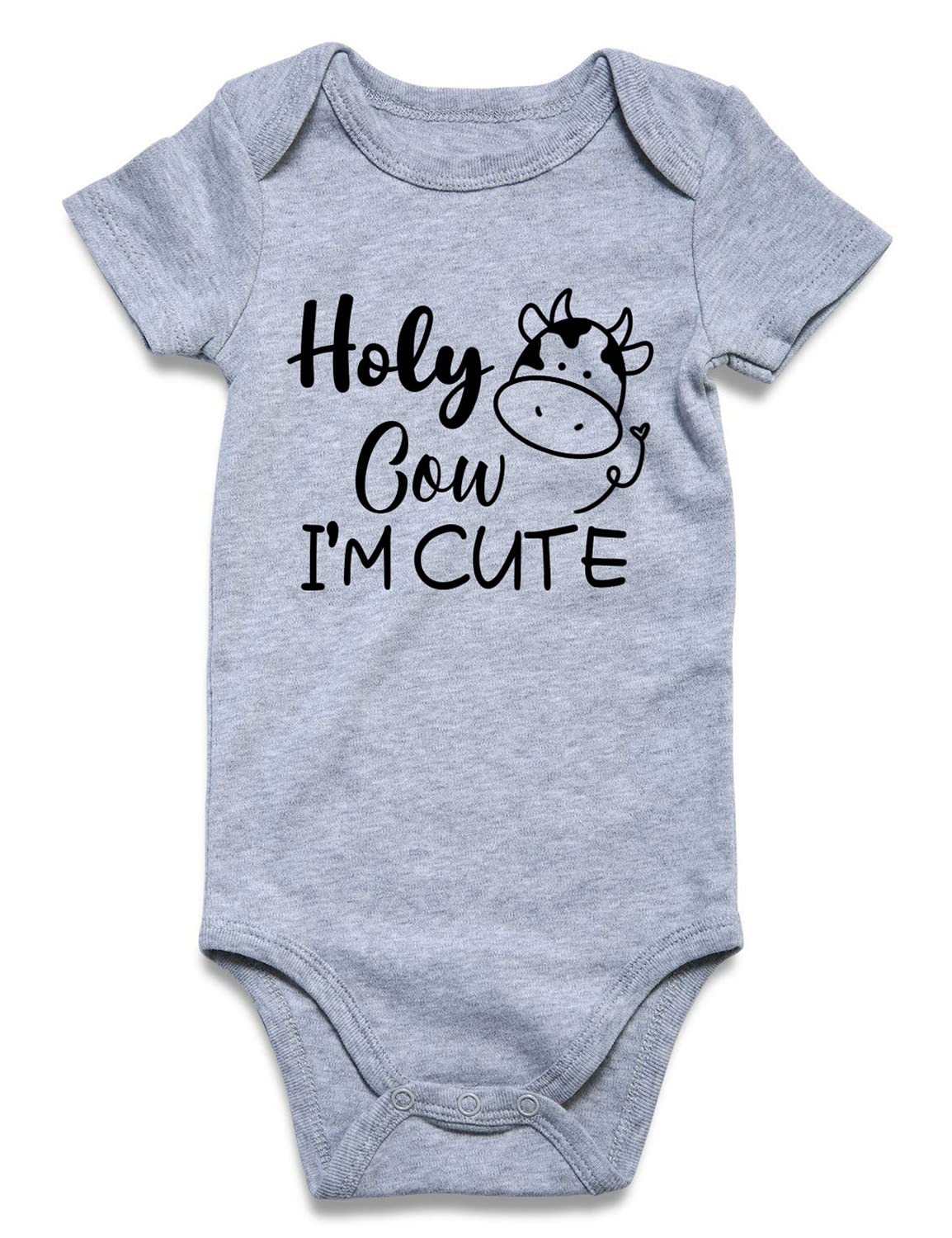 Baby Boy Clothes 0-3 Months Holy Cow I'M Cute Bodysuit Newborn Cotton Outfit Short Sleeves Infant Boys Romper All Season Party B