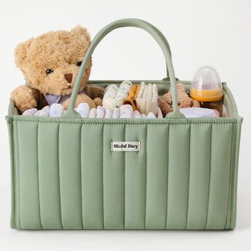 Blissful Diary Baby Diaper Caddy Organizer, Stylish Nursery Storage Basket - Gift For Baby Shower, Baby Registry Must Have, Newb