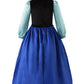 Jerrisapparel Princess Snow Party Dress Queen Costume Cosplay Dress Up (7-8, Blue With Accessories)