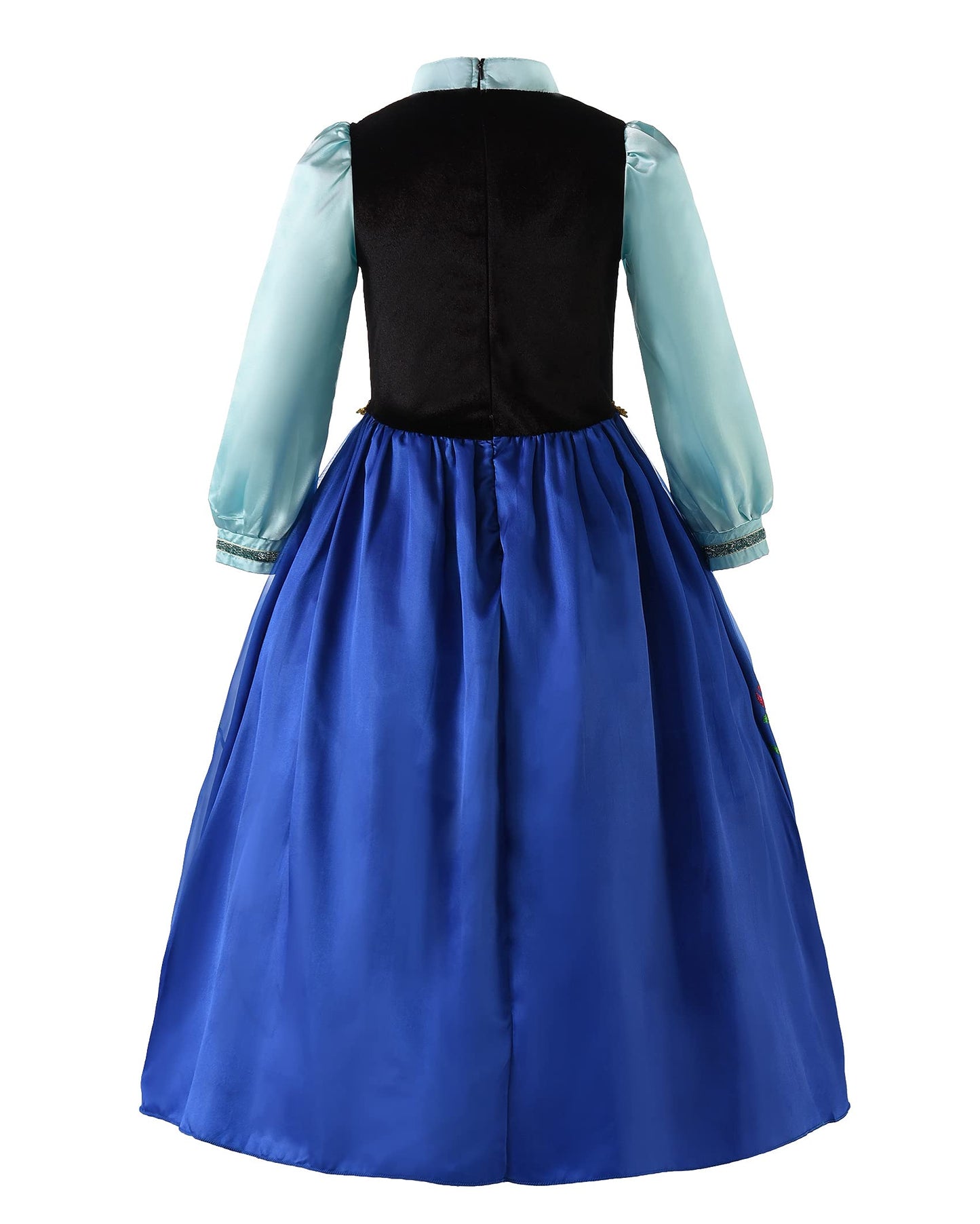 Jerrisapparel Princess Snow Party Dress Queen Costume Cosplay Dress Up (7-8, Blue With Accessories)