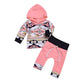 Kashoer 2Pcs Baby Girls Fall Winter Long Sleeve Floral Geometric Print Hoodie + Pants Outfit Set (6-12M, Pink) 2