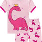 Little Hand Kids & Toddler Girls Dinosaur Pajamas 2 Piece Pjs 100% Cotton Jammies Pink Short Sets 5 Years