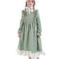 Fccam Prairie Dresses For Girls Pioneer Costume 19Th Century Long Sleeves Colonial Dress Green L Age Over 4 Years Old